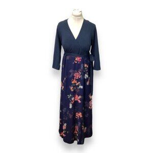 Wayward Fancies eShakti Women’s 3/4 Sleeve Mixed Media Maxi Dress, size 1X